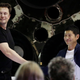 Elon Musk and Yusaku Maezawa at a SpaceX event on Monday.